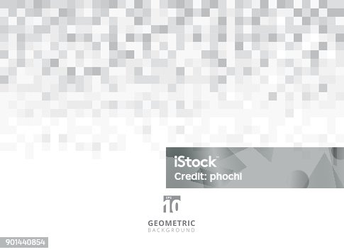 istock Abstract squares geometric gray and white background with copy space. Pixel, Grid, Mosaic. 901440854
