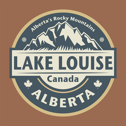 Abstract stamp or emblem with the name of town Lake Louise in Alberta, Canada, vector illustration