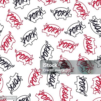istock Abstract Tasty Pork Meat Vector Graphic Seamless Pattern 1414898782