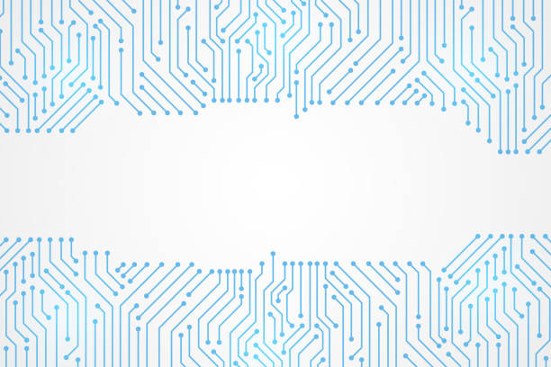 ilustraciones, imágenes clip art, dibujos animados e iconos de stock de fondo de tecnología abstracta, patrón de placa de circuito azul - cable de ordenador