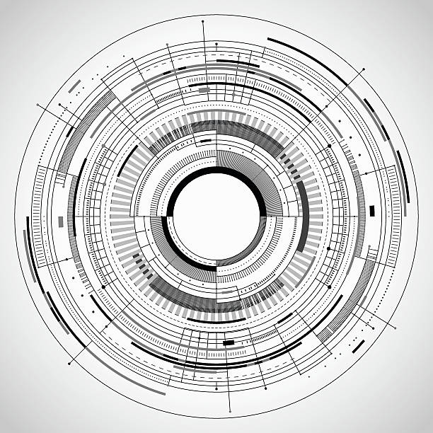 abstrakte technologie-hintergrund - weißer ring stock-grafiken, -clipart, -cartoons und -symbole