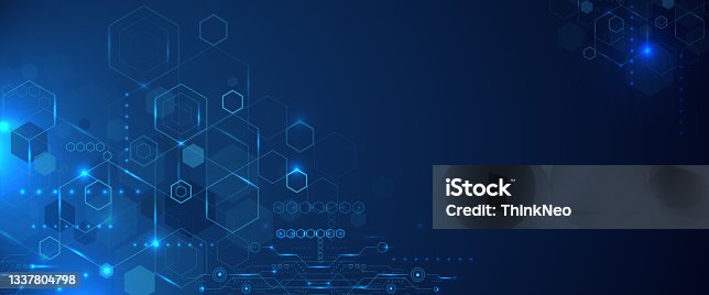 istock Abstract technology background with hexagons shape pattern. 1337804798