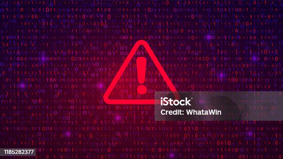 istock Abstract Technology Binary Code Dark Red Background. Cyber Alert 1185282377