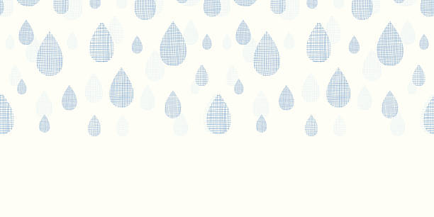 Abstract textile blue rain drops horizontal seamless pattern background vector abstract textile blue rain drops horizontal seamless pattern background rain borders stock illustrations