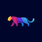 istock Abstract Tiger Walking Colorful Concept illustration vector template 1187572052