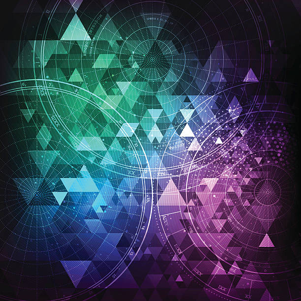 Abstract Triangle Background with Space Elements vector art illustration