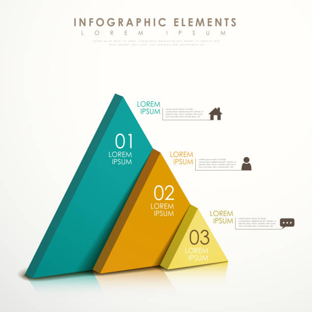 abstract triangle infographics modern vector abstract colorful triangle infographic elements pyramid stock illustrations