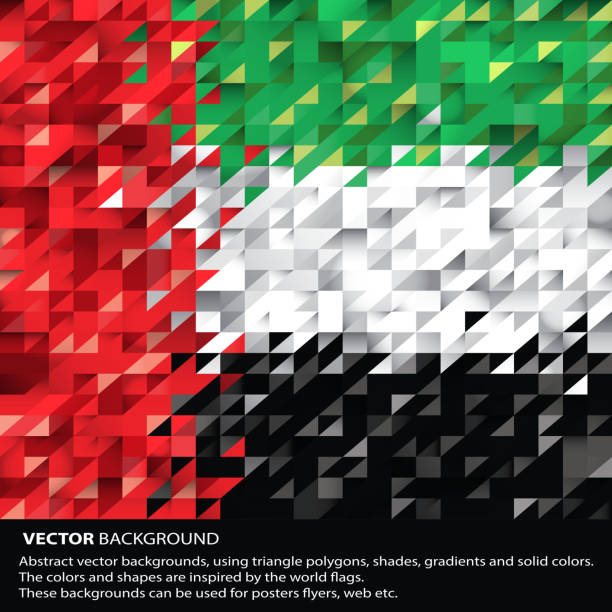 abstract uae background, united arab emirates flag (vector art) - uae flag 幅插畫檔、美工圖案、卡通及圖標