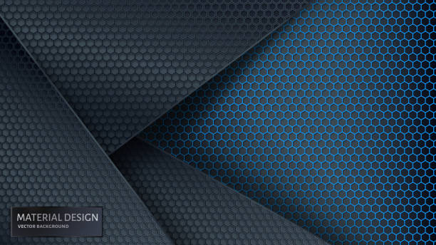 Abstract vector background. Overlapping carbon grid. Material Design style. Abstract vector background. Overlapping carbon grid. Material Design style. Hexagon grid. Vector design. Technology background. 16:9 armored clothing stock illustrations