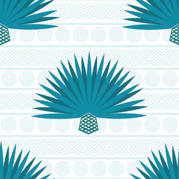 Abstract vector background with maguey. Seamless pattern with blue agave Abstract vector background with maguey. Seamless pattern with blue agave cactus cactus patterns stock illustrations