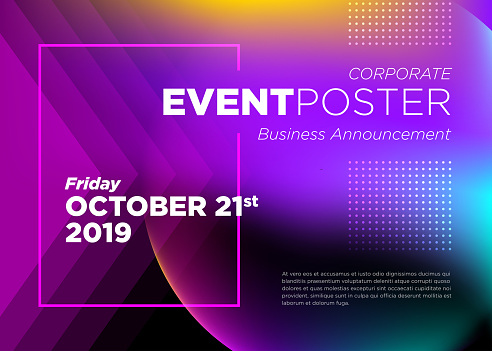 Abstract Vector Dynamic Background. Futuristic Poster for Corporate Meeting, Online Courses, Master Class, Webinar, Business Event Announcement, Seminar, Presentation, Lecture, Business Convention.
