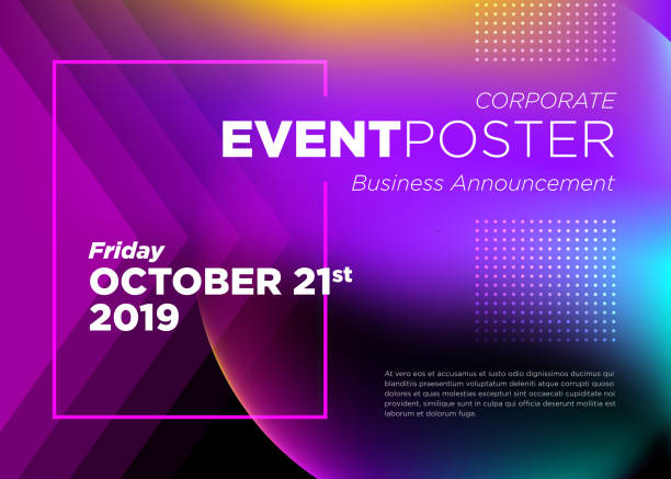Abstract Vector Dynamic Background. Futuristic Poster for Corporate Meeting, Online Courses, Master Class, Webinar, Business Event Announcement, Seminar, Presentation, Lecture, Business Convention.  conference stock illustrations