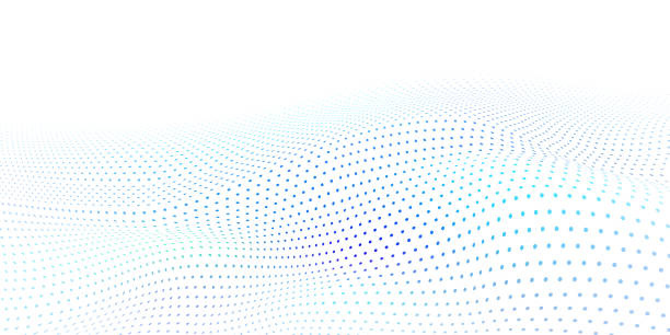 Abstract wavy halftone dots background Abstract halftone background with wavy surface made of light blue dots on white design stock illustrations
