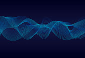 Abstract  wavy lines  surface on dark blue background. Soundwave of lines. Modern digital frequency  equalizer on abstract background