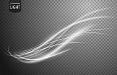 istock Abstract white wavy line of light with a transparent background, isolated and easy to edit 1163041522