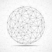 istock Abstract wireframe globe sphere, network connections with dots and lines 1179342935
