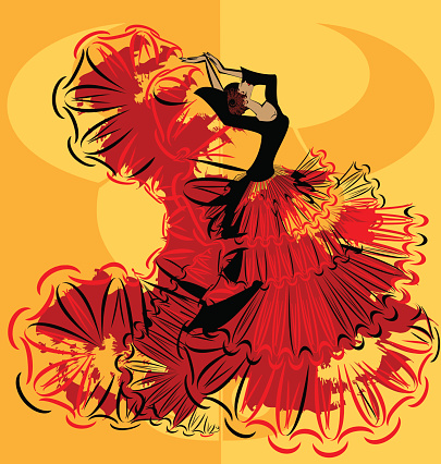 abstract yellow image of flamenco
