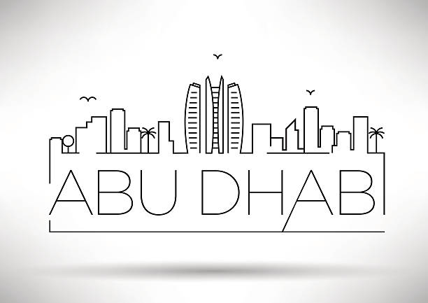bildbanksillustrationer, clip art samt tecknat material och ikoner med abu dhabi city line silhouette typographic design - abu dhabi