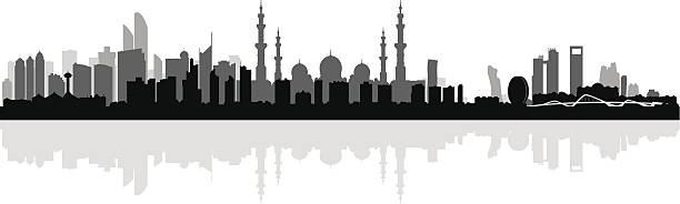 bildbanksillustrationer, clip art samt tecknat material och ikoner med abu dhabi city skyline silhouette background - abu dhabi