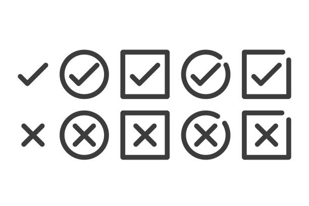 accepted or rejected, approved or disapproved, yes or no, right or wrong. vector illustration icons in flat design - check mark stock illustrations