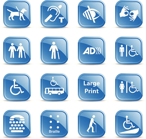 illustrations, cliparts, dessins animés et icônes de panneaux pour les personnes à mobilité réduite - handicap