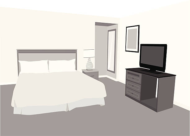 Accommodation Vector Silhouette A-Digit bedroom silhouettes stock illustrations