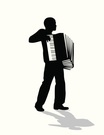 Accordion Player  Vector Silhouette