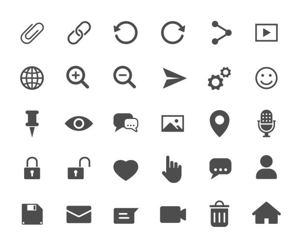 Account web icons. Ui elements. Account vector icons for web, mobile and ui design Account web icons. Ui elements. Account vector icons for web, mobile and ui design connection symbols stock illustrations