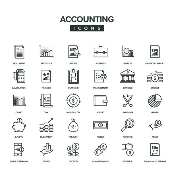 Accounting Line Icon Set Accounting Line Icon Set financial report stock illustrations