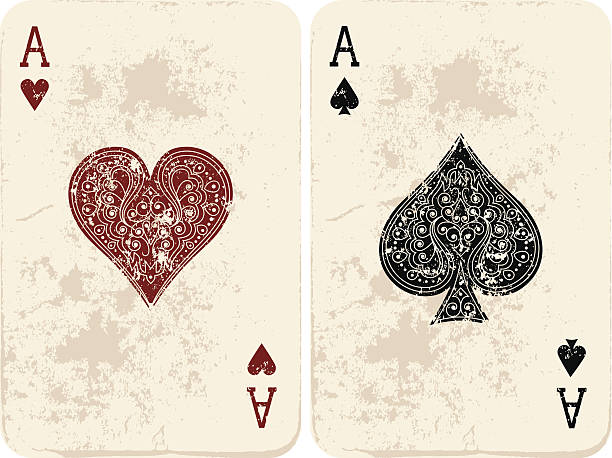 stockillustraties, clipart, cartoons en iconen met ace of hearts & spades - aas kaarten