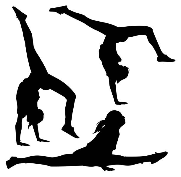 acrobat vector silhouette of a girl performing acrobatics gymnastic silhouette stock illustrations