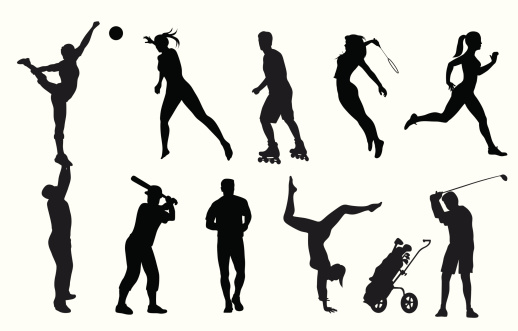 Active Adults Vector Silhouette