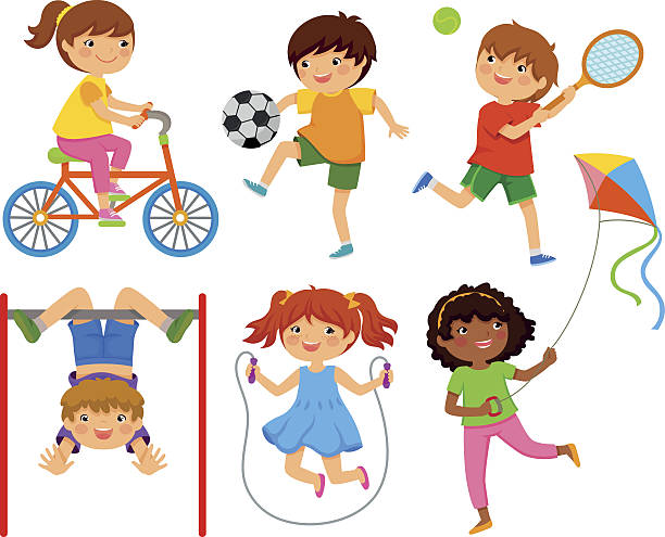 active kids active kids playing outdoors playful stock illustrations