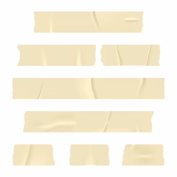 Adhesive tape. Set of realistic sticky tape stripes isolated on white background Adhesive tape. Set of realistic sticky tape stripes isolated on white background. Vector glue stick stock illustrations