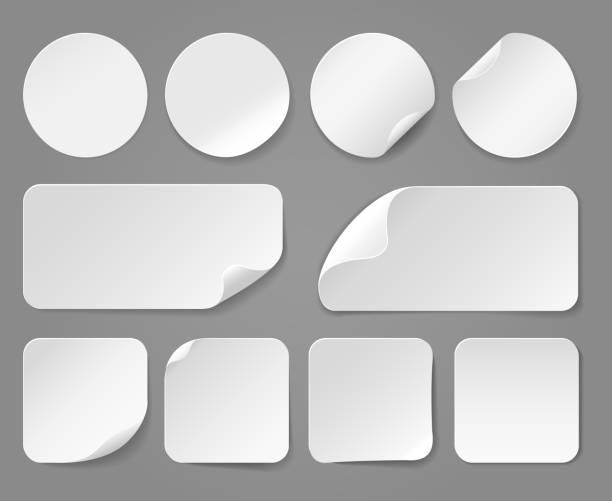 接着剤白紙ステッカーリアル - ステッカー点のイラスト素材／クリップアート素材／マンガ素材／アイコン素材