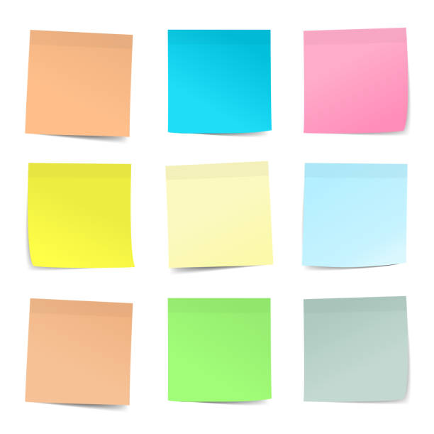 adhesives group of blank adhesive notes copy space design elements adhesive note stock illustrations