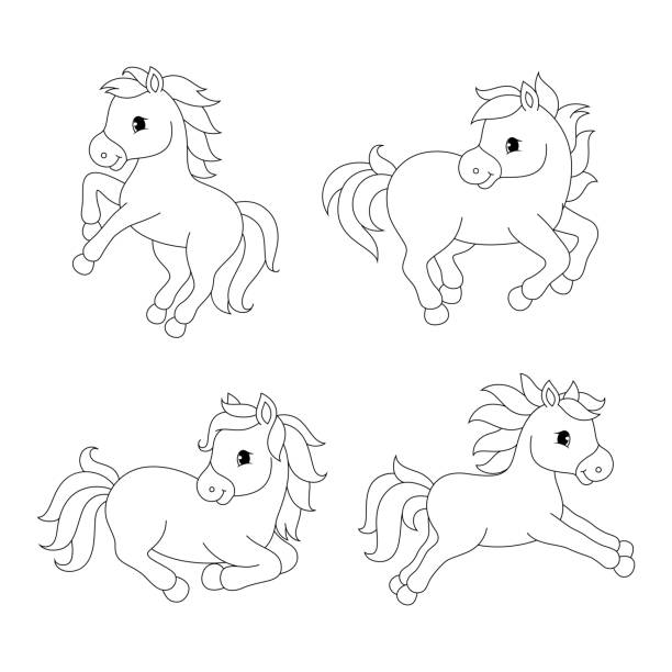 Adorable cartoon horse character. Adorable cartoon horse character. Vector illustration isolated on white background. pony stock illustrations
