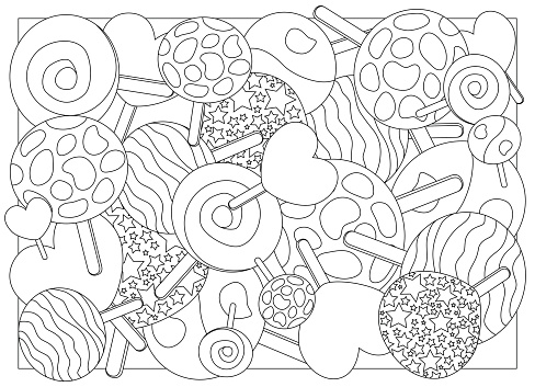 Adult Coloring Page Lollipop Candy Vector Illustration Stock