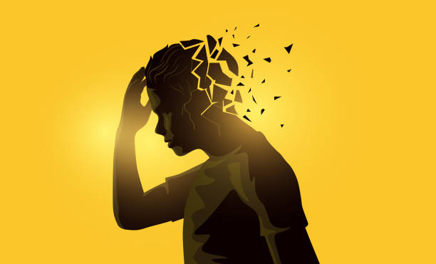 Adult Male Man Holding His Head And Stressed vector art illustration