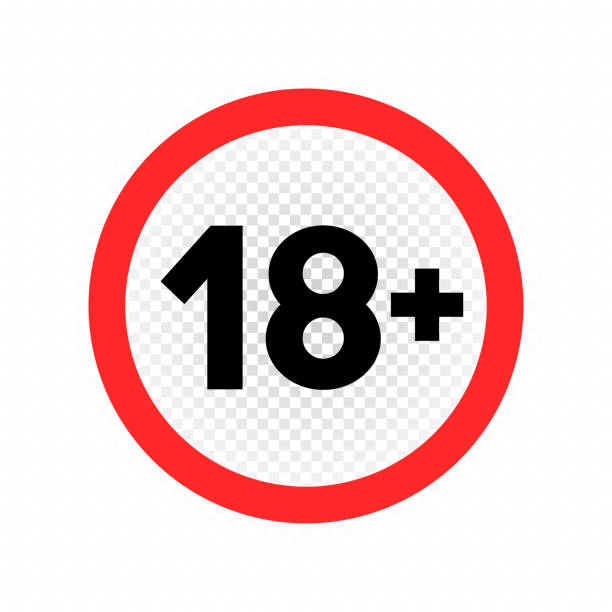 adults only sign symbol icon Adults only sign symbol icon on white transparent background. Under eighteen prohibited label. Do not enter or do not use minors 18 19 years stock illustrations