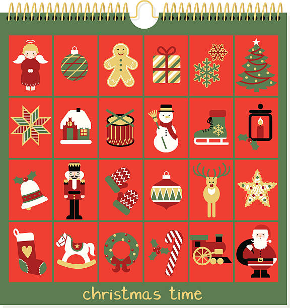 adventskalender, weihnachtszeit - advent stock-grafiken, -clipart, -cartoons und -symbole