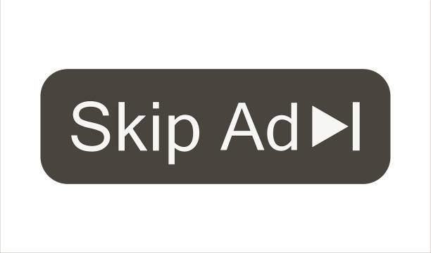 SKIP AD advertisrment isolated icon SKIP AD advertisrment isolated icon on the white background promo buttons stock illustrations