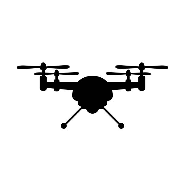 Aerial drone icon  – stock vector Aerial drone icon  – stock vector drone silhouettes stock illustrations