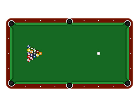 Aerial view of an illustrated billiard table