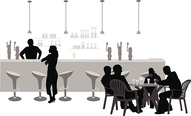 afewdrinks - female bartender silhouettes stock illustrations.