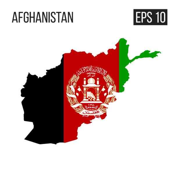 Afghanistan map border with flag vector EPS10 Afghanistan map border with flag vector EPS10 afghanistan stock illustrations