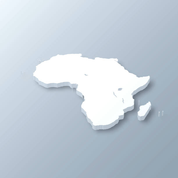 灰色背景上的非洲 3d 地圖 - comoros 幅插畫檔、美工圖案、卡通及圖標