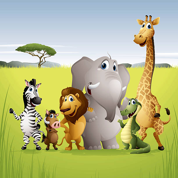 Africa Animal Friends - cartoon illustration of africa animals  safari animals stock illustrations