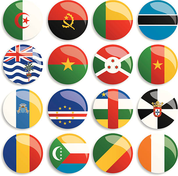 африка флаги пуговицами - comoros stock illustrations