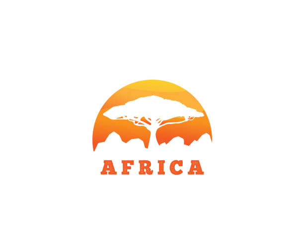 африка пейзаж значок - иллюстрация - south africa stock illustrations